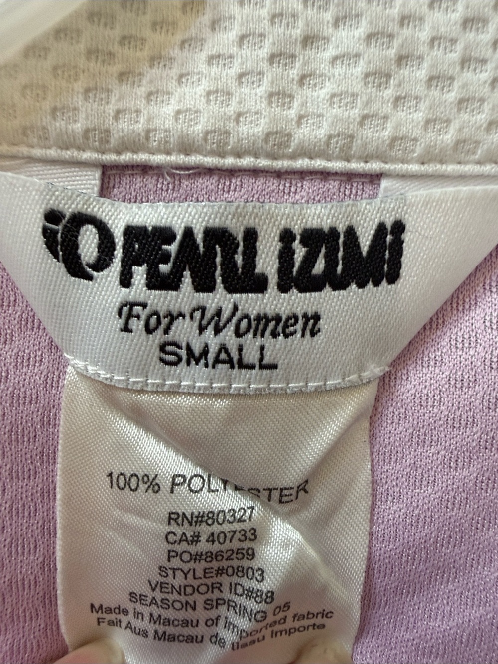 Pearl Izumi White Short-Sleeve Button-Front Top with Light Purple Accents - Picture 2 of 10